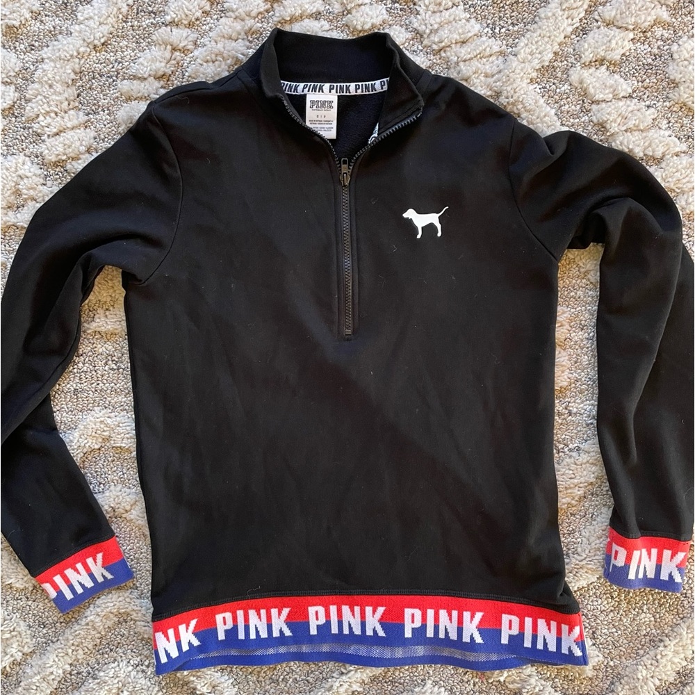 PINK Black Quarter Zip Women’s Size S